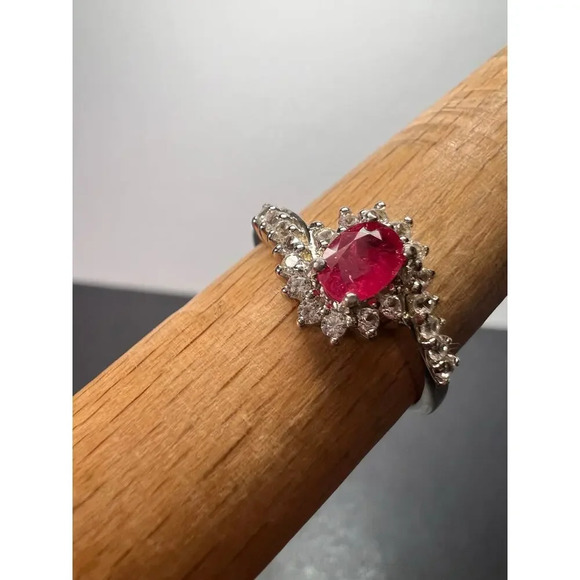 NEW Ruby and zircon ring in platinum over sterling silver size 8 - Picture 10 of 10